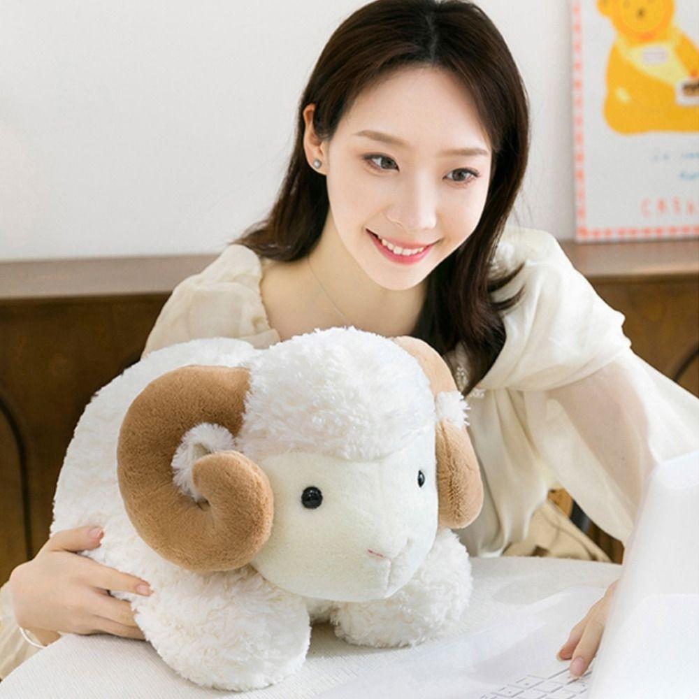 23/38cm Baby Goat&Cow Plush Doll Lying Big Horns Goat Toys Cute Animal Plush Toys Easter Gifts