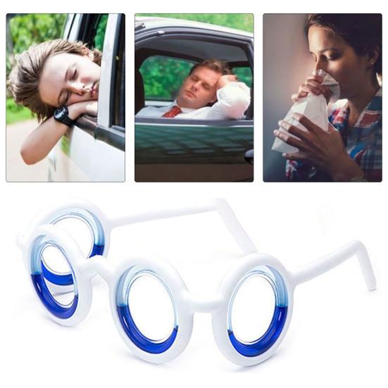 Brille gegen Reisekrankheit, ohne Linse, Flüssigkeit, rutschfest, tragbar, gegen Autokrankheit, für Kinder und Erwachsene, Gaming, Seekrankheit, Flugkrankheit, Übelkeit, Linderung der Brille