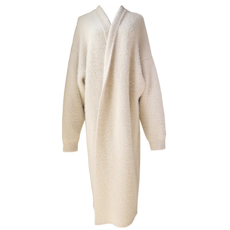 Korean Style Women's Loose Knit Cardigan: Autumn/Winter Mid-Length