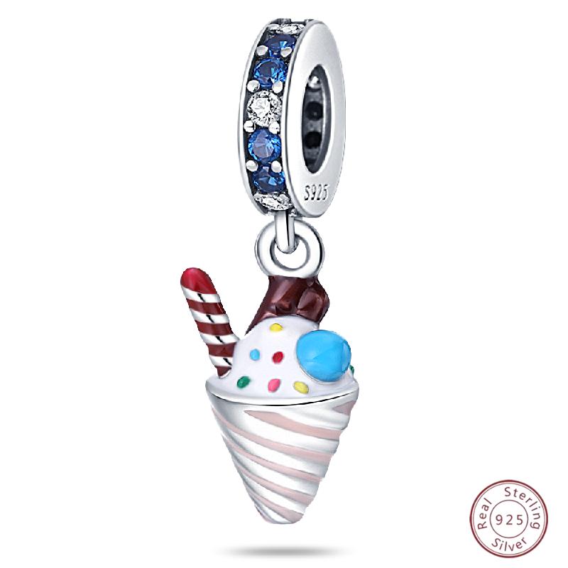 Copper Beaded Pendant Blue Shiny Zircon Suitable Original 3Mm Bracelet Women Fine Jewelry