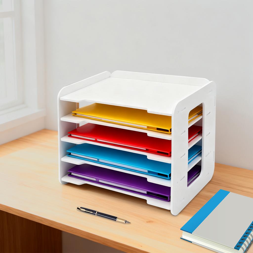 5-Tier Desk Organizer, Document Tray, Letter Size File Holder, Storage Rack for Home & School Supplies, Compact Paper Sorter