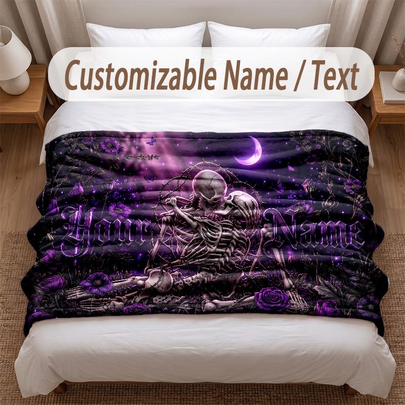 Space Cosmic Theme Soft Blanket Personalized Custom Name Text Print Warm Blanket Home Sofa Bedroom Decor