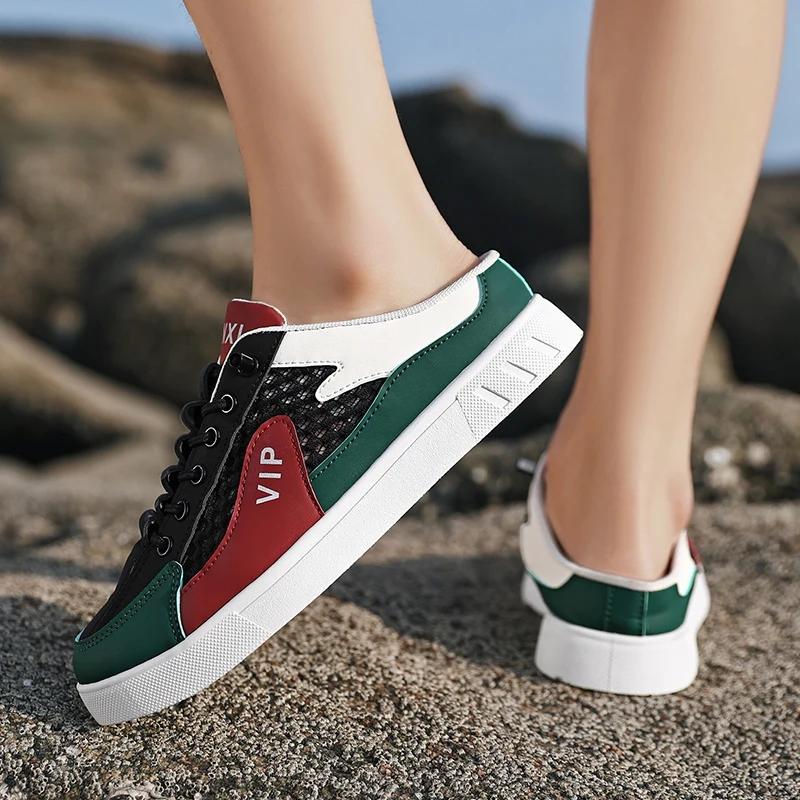 Summer Men Half Slippers Comfortable Walking Sneakers Breathable Lightweight Man Casual Shoes Non-slip Flats Lazy Shoes