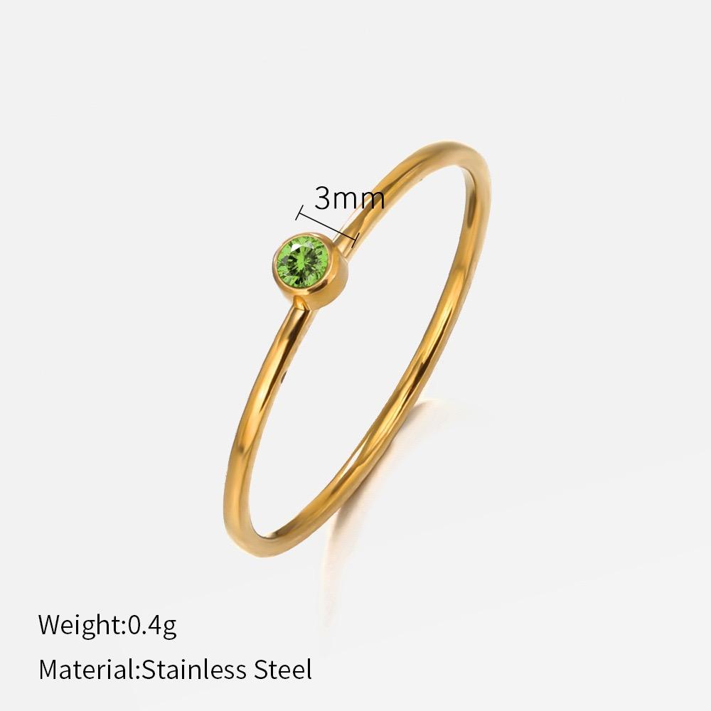 Stainless Steel Birthstone Ring for Woman Gold Color Simple Style Ring Festival Party Fashion Jewelry Dropshipping