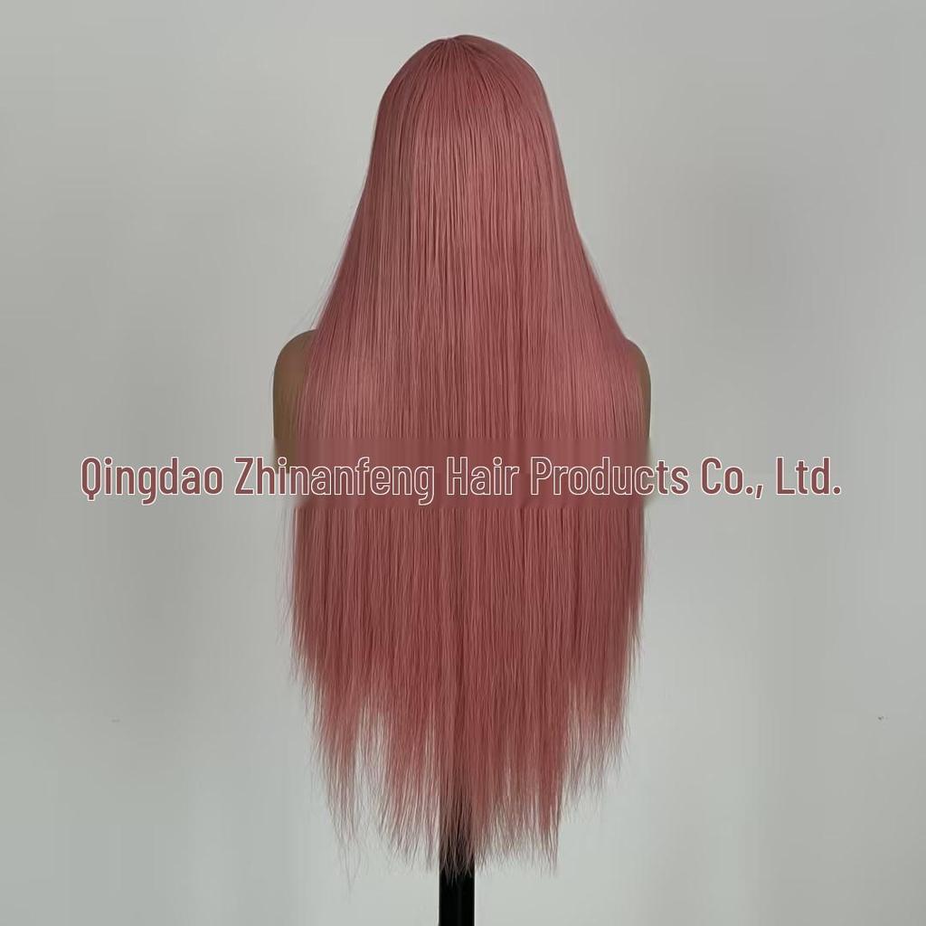 Pink Brightening Fashionable Long Straight 13*4 Front Lace Women's Wig