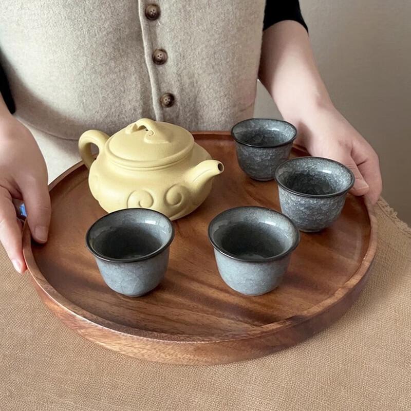 Ruhan Japanese Style Walnut Wood Round Tray