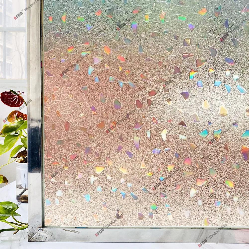 3D-Regenbogen-Fensterfolie, Sichtschutz, Buntglas, UV-Schutz, Fensteraufkleber für Zuhause, statisch haftender Kleber, Wärmeregulierende Glasfolie