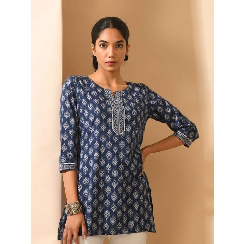 Top Kurta Reto de Viscose Estampado Feminino Top Túnica Festa Indiana Paquistanesa SC-2147