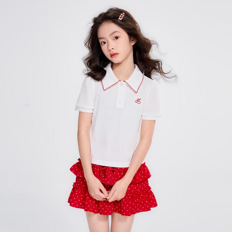 Yuan Yuan Princess Girls' Summer Embroidered Polo T-Shirt