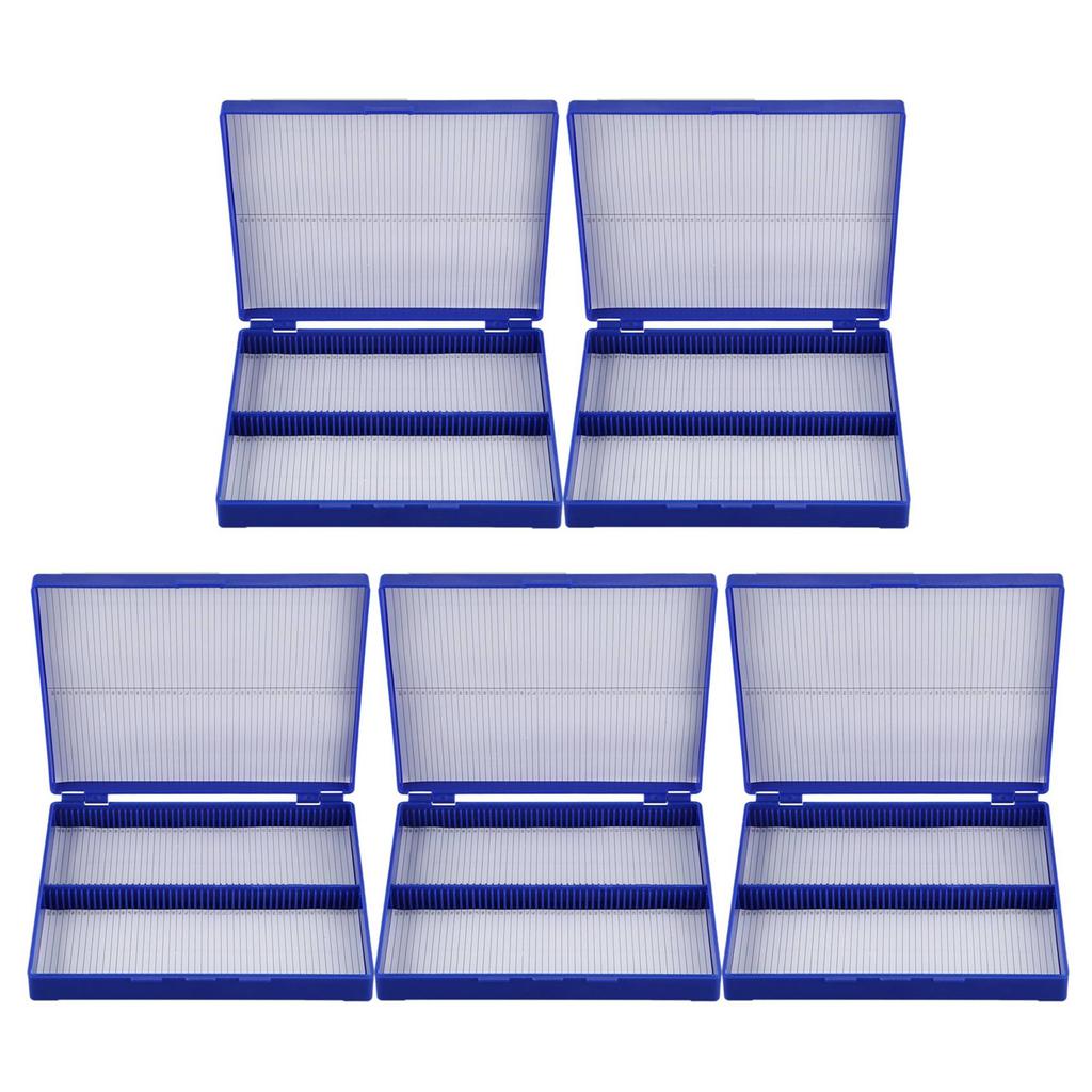 A882P 5X Blu Reale Plastica Rettangolare Contenere 100 Scatola per Portaoggetti per Microscopio