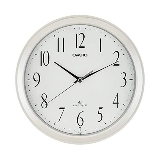 Настенные часы CASIO, Настенные часы, Радиочасы, Белые, Аналоговые, Секундная стрелка останавливается ночью IQ-1060J-7JF