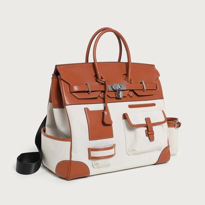 2026 Season New Contrasting Color Canvas Color Matching Portable Extra Large Platinum Bag Leisure Travel Bag Shoulder Messenger Women's Bag