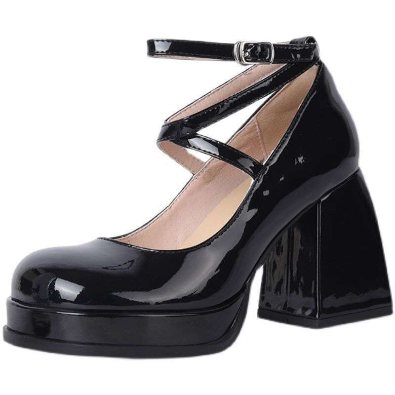 French Retro Mary Jane Shoes Women's 2025 New Round Head Thick Heel Single Shoes Small Waterproof Table High Heel Small Leather Shoes