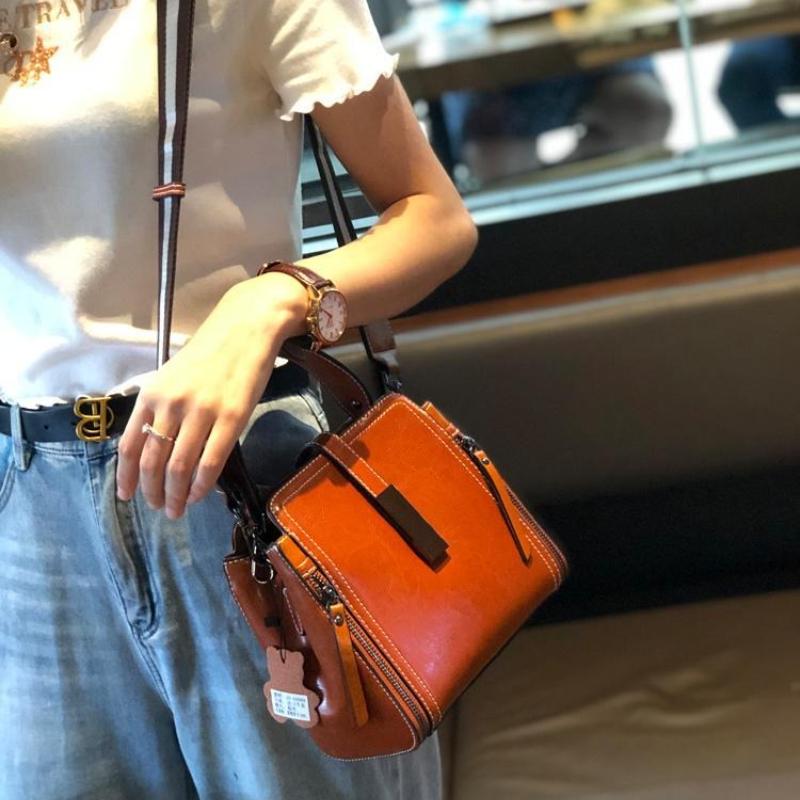Genuine Leather Women's Shoulder Bag Vintage Luxury Designer Women Handbags Fashion Cowhide High Quality Crossbody Bags