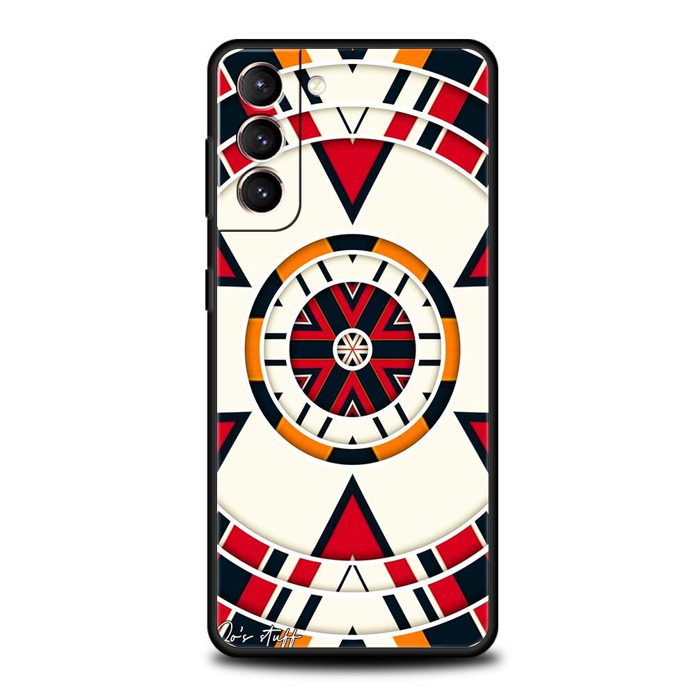 Retro Circular Totem Design Phone Case Cover for Samsung Galaxy S26 S25 S24 S23 S22 S20 S21 FE Ultra S25 Edge Plus 5G Soft TPU