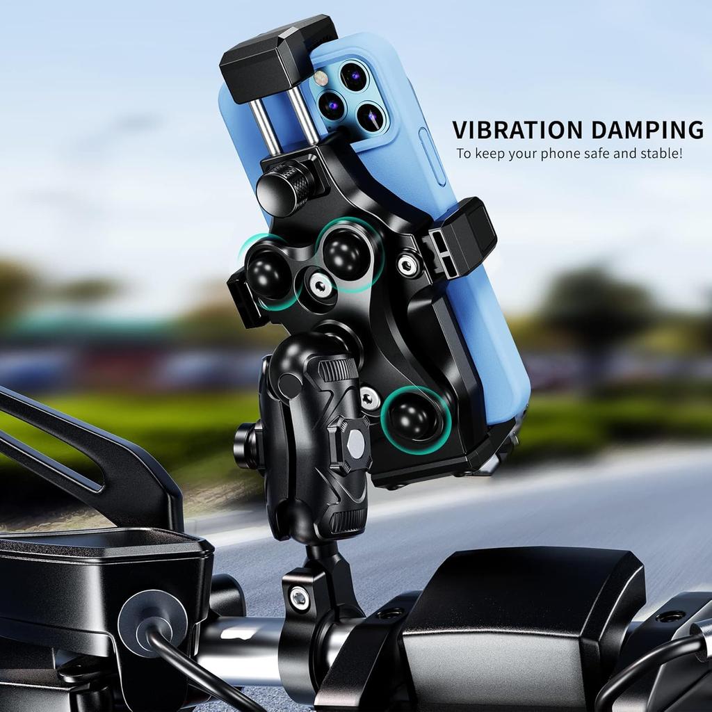 iMESTOU Anti-Vibration Motorcycle Phone Mount- 1" Ball Handlebar Phone Holder Perfect for High-Speed Cycling 360° Rotation Universal for 4.7"-7.2"