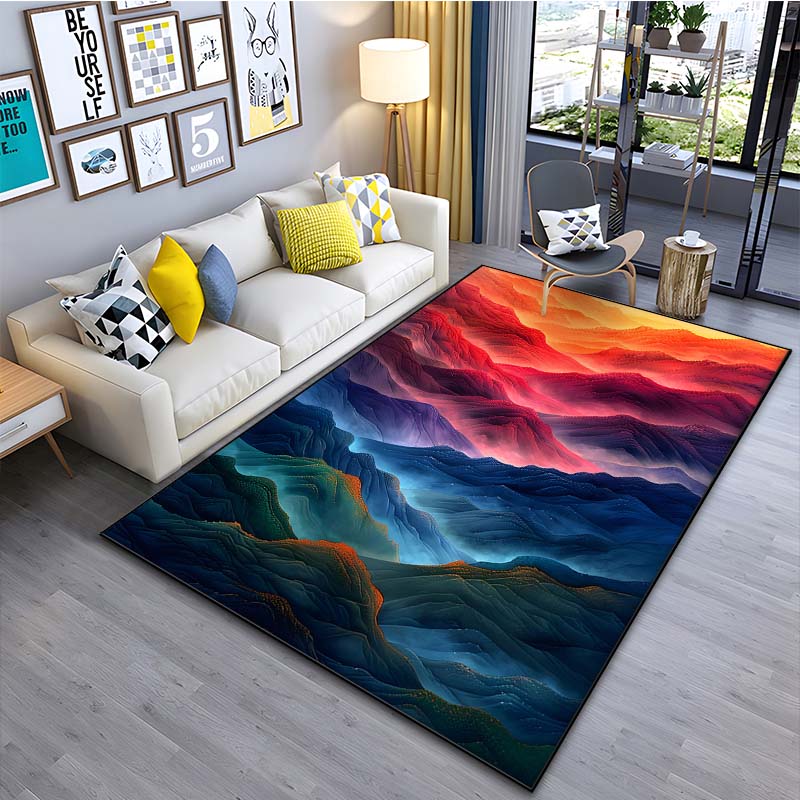 1PC Colorful Mountains Printed Carpet for Living Room Bedroom Bedside Bathroom Floor Mat Area Rugged Sofa Mat Home Decor