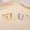 LIKGREAT Simple Radiant Semicircle Finger Ring for Women Men Stainless Steel Fashion Sunshine Punk Hip Hop Jewelry Birthday Gift
