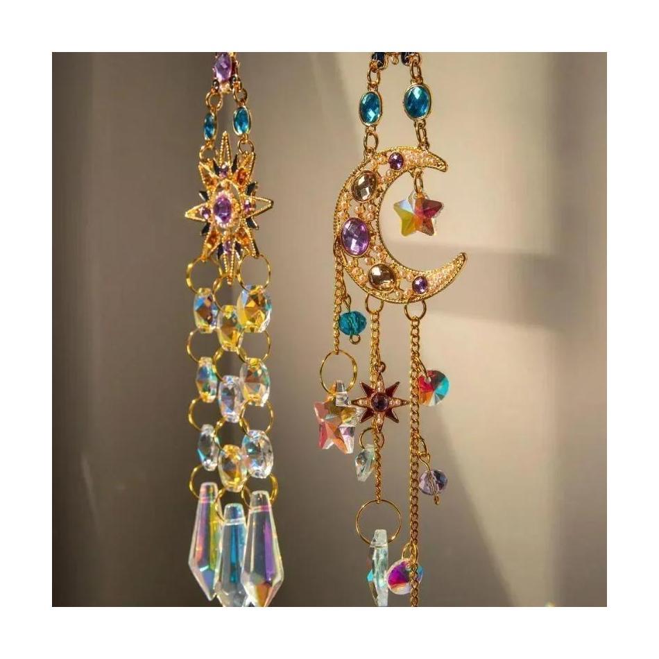 Window Prisms Rainbow Wind Chimes Sun Moon Hanging Light Catcher Garden Craft Decor Tools Creative Fashion New Crystal Pendant