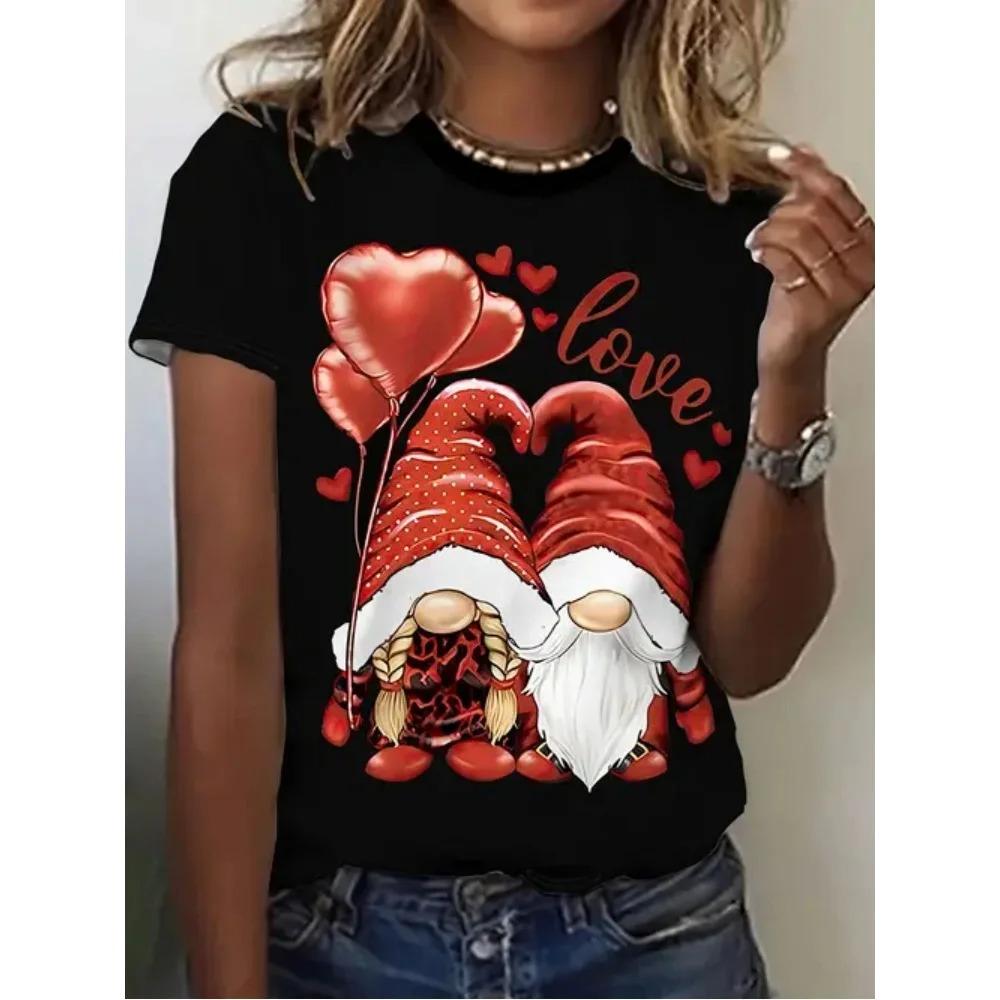 3D Kätzchen Druck Damen T-Shirt Alltags Lässig Damenmode Kurzarm Damen Locker Und Bequem Weihnachten Oberteil