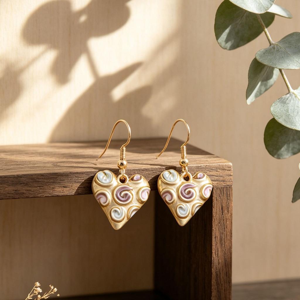 Love pure hand-painted earrings retro French niche high-end sense versatile daily earrings