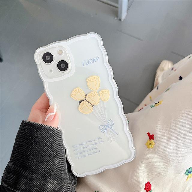 

Прозрачный чехол для телефона с волнами для Iphone 11 12 13 14 Pro Max 13 Mini Xr X Xs 7 8 Plus Se 2022 2020, мягкие чехлы с милыми мультяшными цветами и цветами