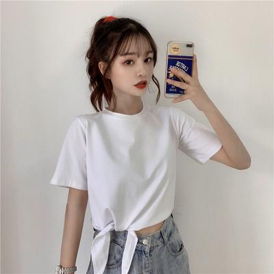 Design-sensorisches Basisshirt für Damen im Sommer, neue koreanische Version, hohe Taille, kurze Ärmel, einfarbig, klein, weich, T-Shirt für Damen