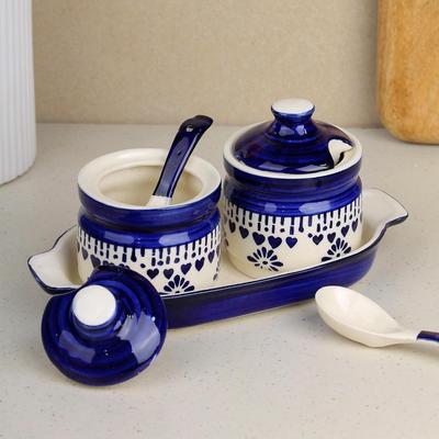 Barni Jar with Lid | Ceramic Storage Jar Container Pickle/Achar, Sauces, Spices, Sugar | 250 ML Each Jar