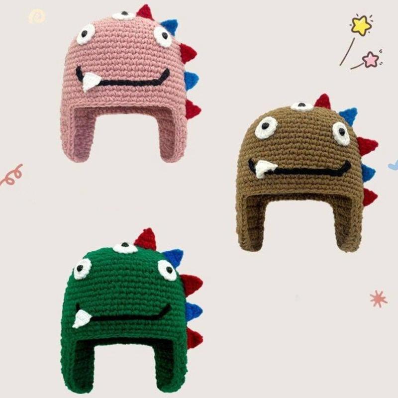 Dinosaurier Muster Hut Warmer Winterhut Unisex Häkelhut Outdoor Strickmütze für den täglichen Gebrauch und besondere Anlässe