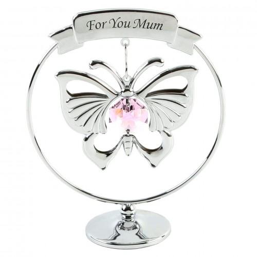 Crystocraft For You Mum Chrome Plated Butterfly Ornament