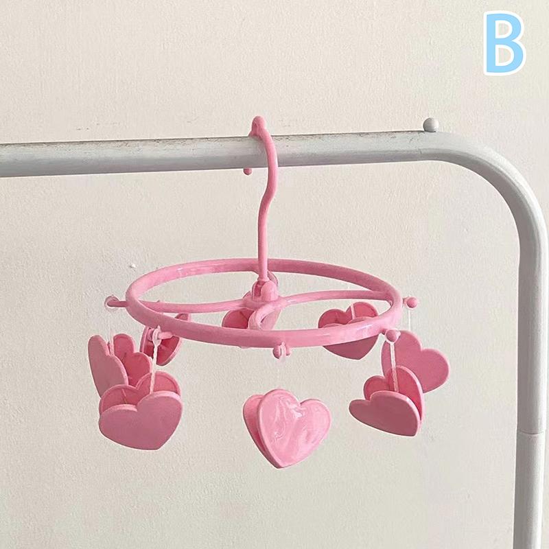 Cute Lovely Strawberry Clothes Dryer Hanger Windproof Socks Underwear Drying Rack Household Heart Storage Laundry Rack Home
