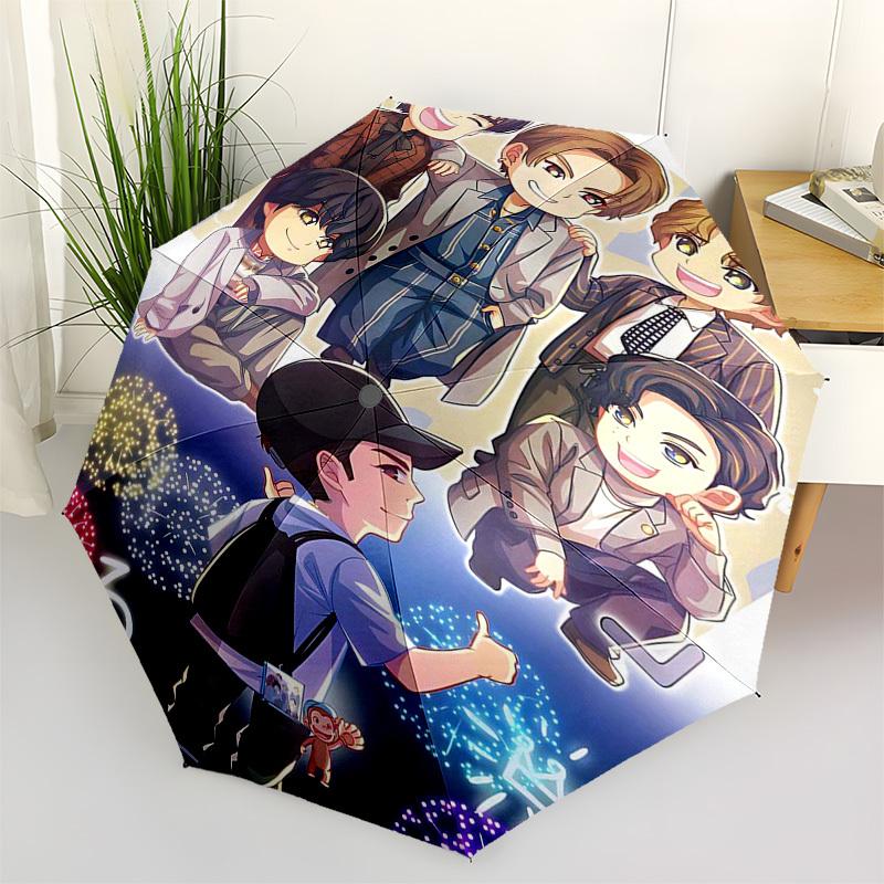

1pc Outdoor Umbrella with Detective Conan Characters - Automatic Opening/Closing, Portable 3-Fold Design, 8-Rib Iron Frame - Perfect Gift for F