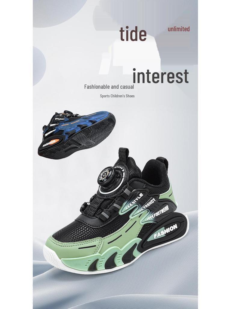 Boys' Waterproof Leather Sports Shoes with Rotating Button for Autumn/Winter 2025 - Ideal for Older Kids