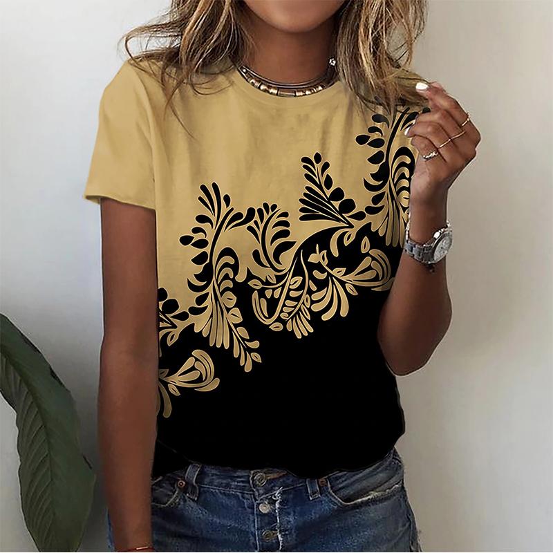Summer Sunflower 3D Printing T-shirt Women's V-neck Casual T-shirt Tops Street T-shirt Women's Clothing