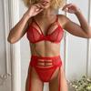 European & American Sexy Mesh Lingerie – Three-Piece Set