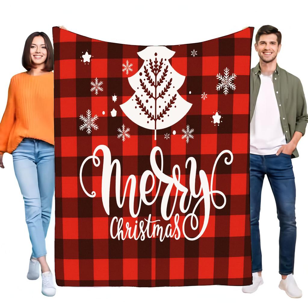 Cozy Merry Christmas Blanket Soft Fleece Throw for Sofa and Bed Festive Quilted Design Perfect Holiday Gift for Family and Frien
