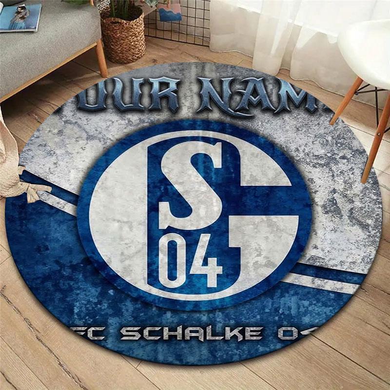 FC Schalke 04 Custom Name Round Area Rug,Carpet Rug for Living Room Bedroom Sofa Playroom Decor,Non-slip Floor Mat