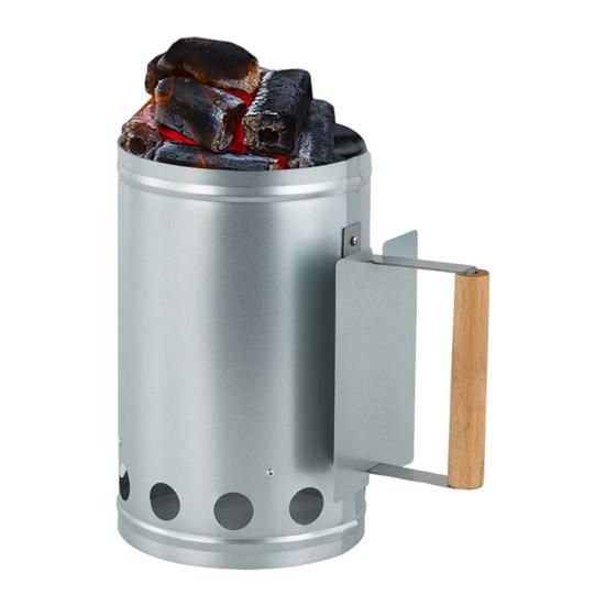 Charcoal Chimneys Starter with Wooden Handle Heavy-Duty Steel Wire Base Chimneys Starter for Charcoal Grill And BBQ
