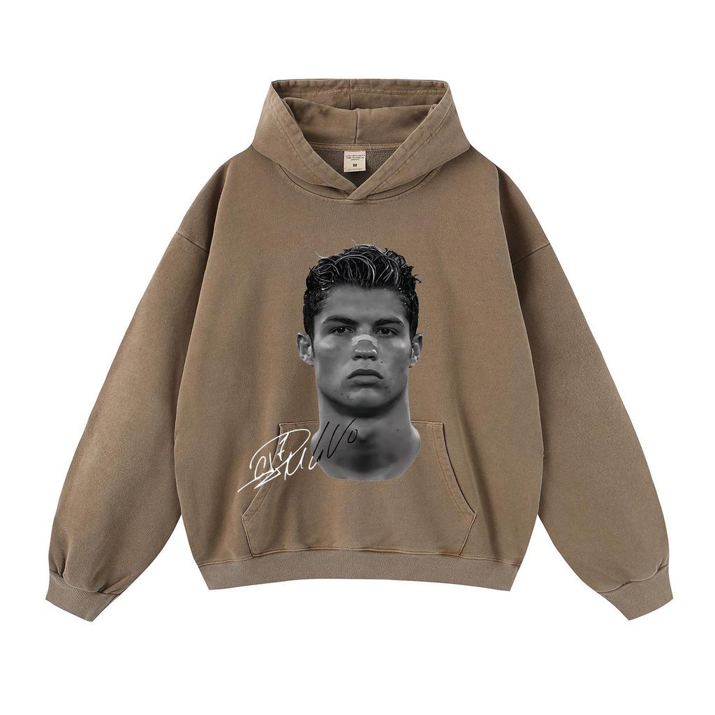 Autumn/Winter 420G Street Football Print Heavyweight Pullover Hoodie