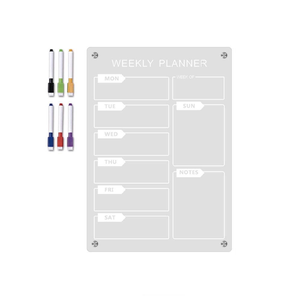 6 Markers Acrylic Erase Boards Clear Planning Note Board Premium Monthly Calendar Memo  School