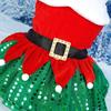 Christmas Dresses Fall Winter New Year Classic Red Belt Xmas Dog Clothes Puppy Outfit Chihuahua Yorkie Sequin Skirt Pet Clothes
