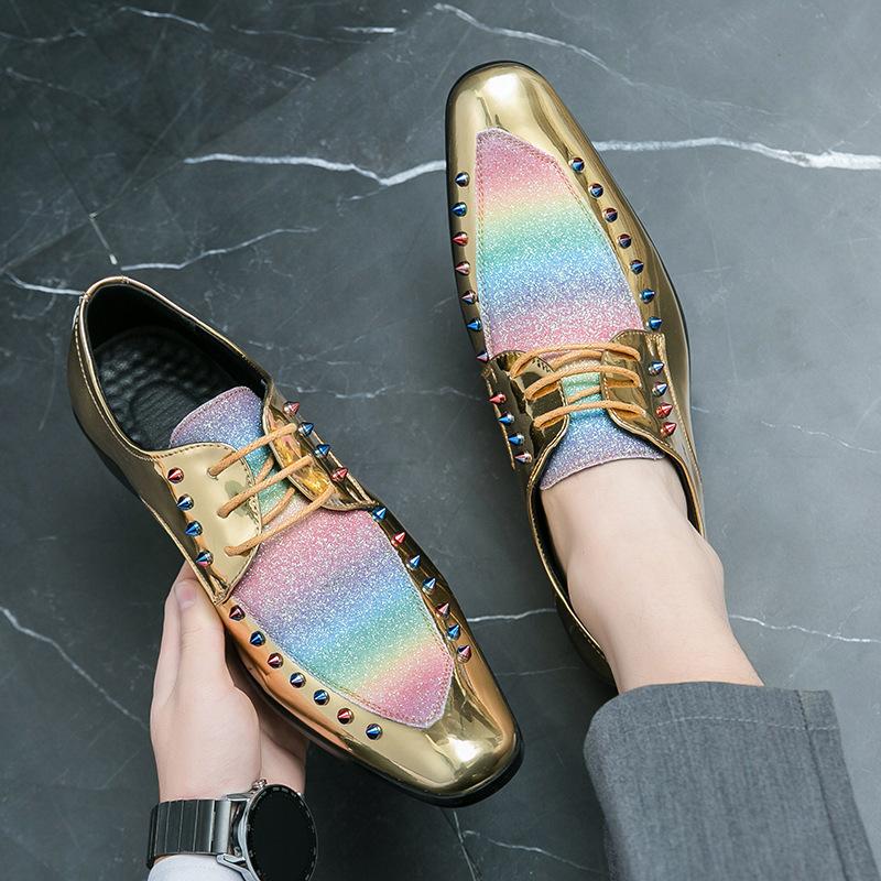 Large Size 47 Men's Low Top British Chelsea Rivet Pointed Youth Casual Fashion Leathershoes