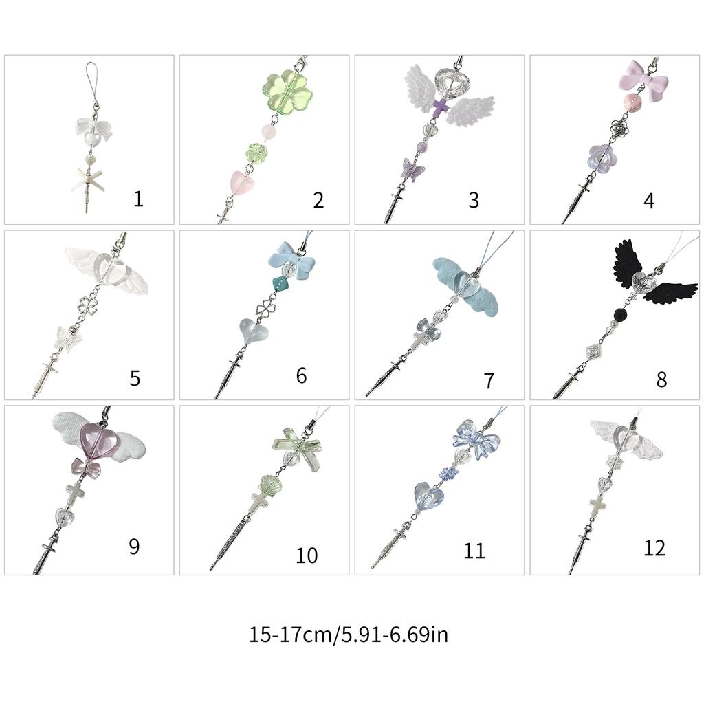 Cute Bowknot Heart Bead Keychain Pendant Bag Phone Pendant Women Backpack Handbag Charm Lovely Hanging Decoration