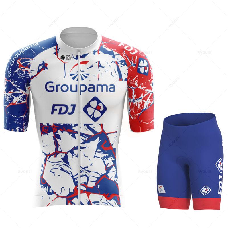 Cyklistické dresy 2026 Fdj Pánské cyklistické oblečení Letní krátký rukáv MTB Cyklistický oblek Oblečení na kolo Ropa Ciclismo Hombre