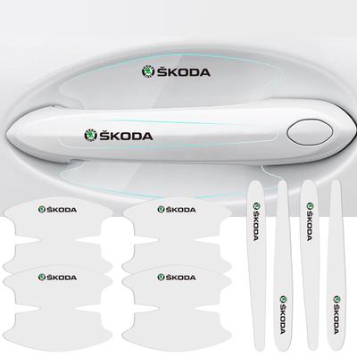JNK3 8Pcs Car Door Handle Stickers Anti Scratch Protector Films For Octavia Superb Rapid Fabia Kamiq Kodiaq Karoq Enyaq Citigo
