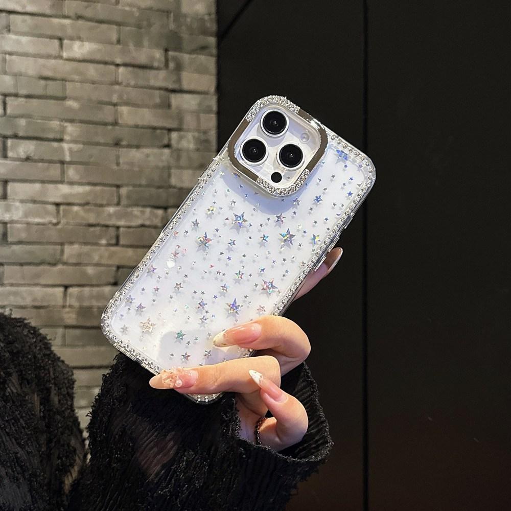 Luxury Diamond Star Glitter Phone Case For iPhone 15 11 12 13 14 16 Pro Max 16 Plus Bling Transparent Shockproof Soft TPU Cover