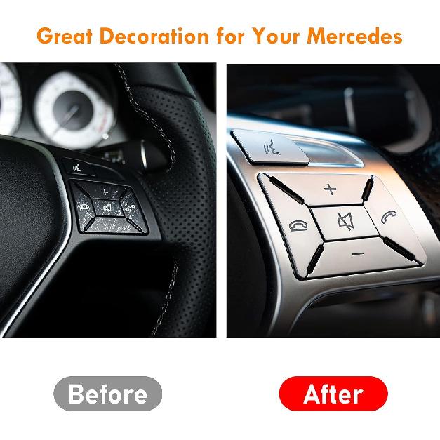 Moonlinks Steering Wheel Button Sticker Compatible With Mercedes A B C E M G SL GL GLA CLA GLK SLK GLS Class,Steering Wheel Button Decoration Trim