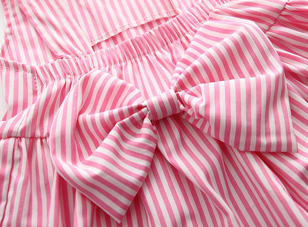 Babykleid mit niedlichem Flausch, perfekt für den Kindergartenbeginn, und Babyanzug mit Schleife und Streifenmuster 2 YY-Natuhi Mädchenhosen, Rock,