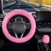 Capa de Volante de Pelúcia Imitação de Pelo de Coelho Elástica Inverno Quente Antiderrapante Capa de Manopla Unissex