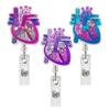 Acrylic Heart Badge Reel Work Accessor Retractable Badge Clip New ID Name Card Tag